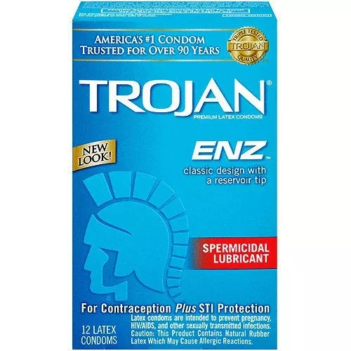 Trojan Enz Spermicidal Lubricant Condoms 12ct.