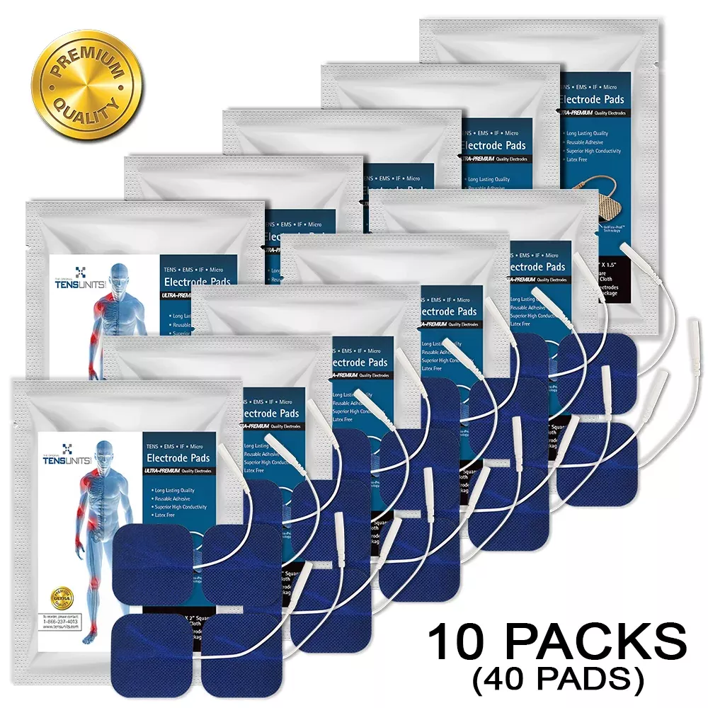 Ultra Premium: Optimal Comfort 40 Blue Cloth Electrodes, 2"x2", Foil Bag
