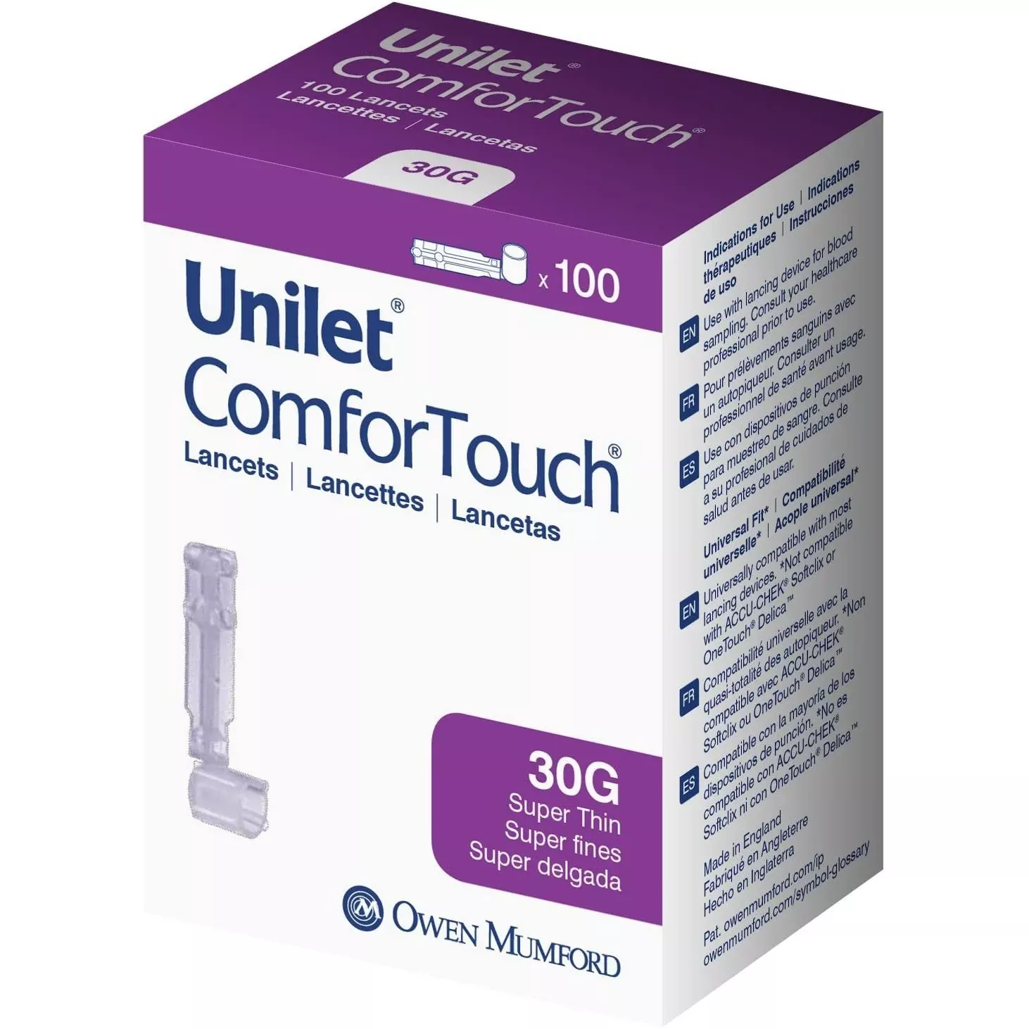 Unilet ComforTouch Lancets Super Thin 30 Gauge, 100 count