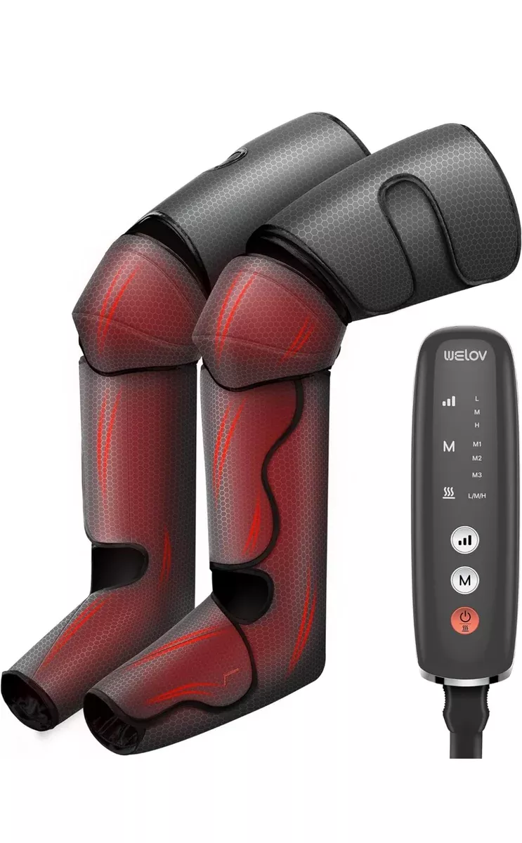 Upgraded Air Compression Massager for Circulation and Pain Relief, Leg & Foot Massager with Heat and Compression, 3 Heat, 3 Modes and 3 Intensities, Knee,Leg and Foot , Diabetic Legs and Feet