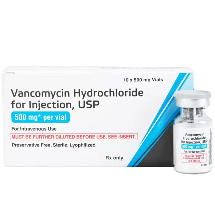Vancomycin Injection 500 mg Vials 10/Box by Pfizer (Rx)
