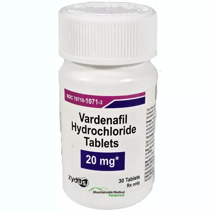Vardenafil Hydrochloride Tablets 20 mg by Zydus 30 Count (RX)