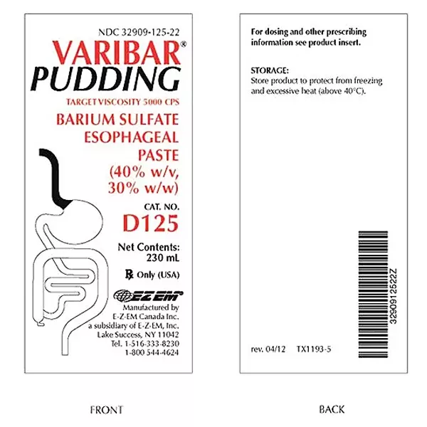 Varibar Pudding Barium Sulfate Esophageal Paste 230mL