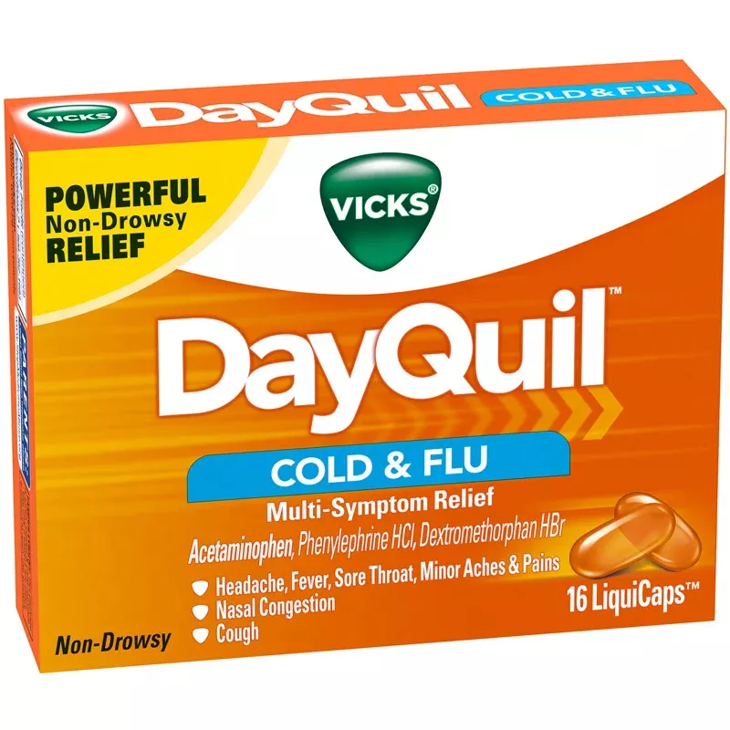 Vicks DayQuil Cold & Flu Multi-Symptom Daytime Relief LiquiCaps 16 Count
