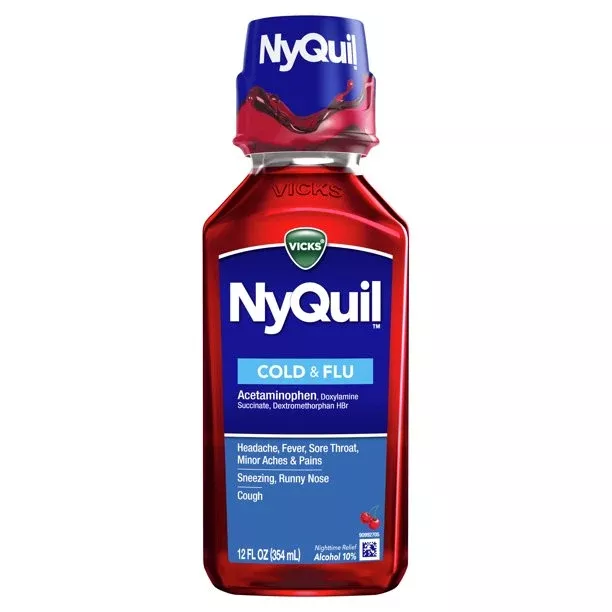 Vicks Nyquil Cold & Flu Liquid Cherry 12 oz