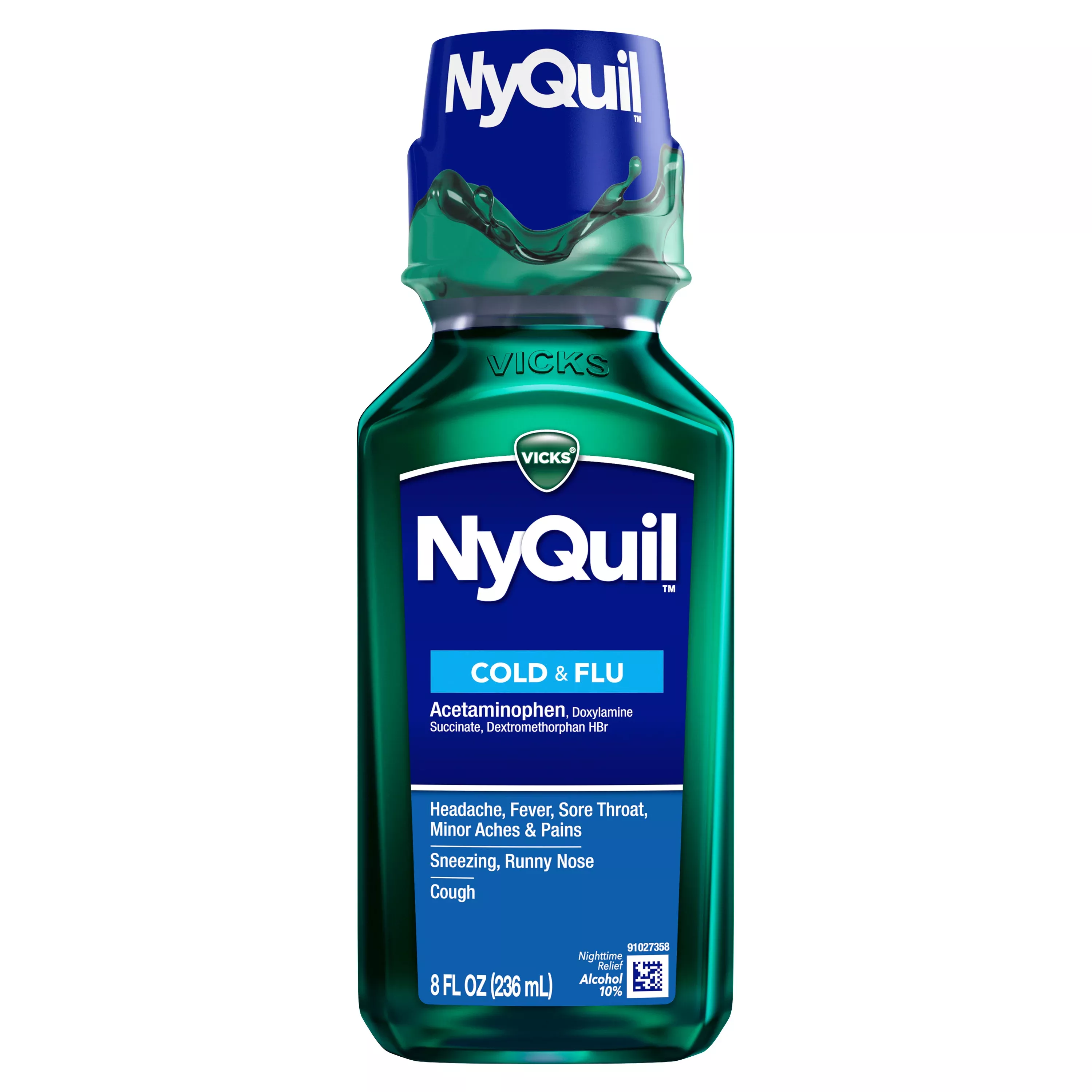 Vicks Nyquil Cold & Flu Nighttime Relief Original Flavor 8 oz