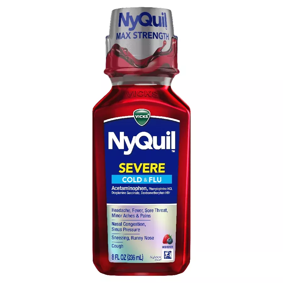 Vicks Nyquil Severe Cold & Flu Nighttime Liquid Berry 8 oz