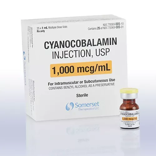 Vitamin B12 for Injection Cyanocobalamin 1,000 mcg, 25/Box(Rx)