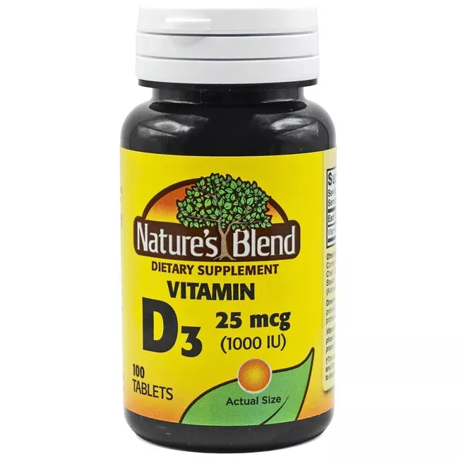 Vitamin D3 (Cholecalciferol) 1000 IU Tablets by Nature's Blend, 100 Count