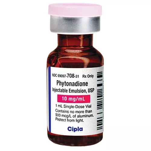 Vitamin K for Injection (Phytonadione Injectable Emulsion) I0 mg Per mL Single-dose Vials 1 mL x 10/Tray