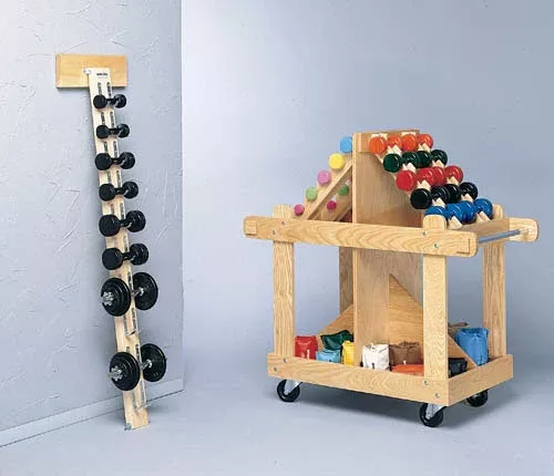 Wall Mounted WoodDumbell Rack